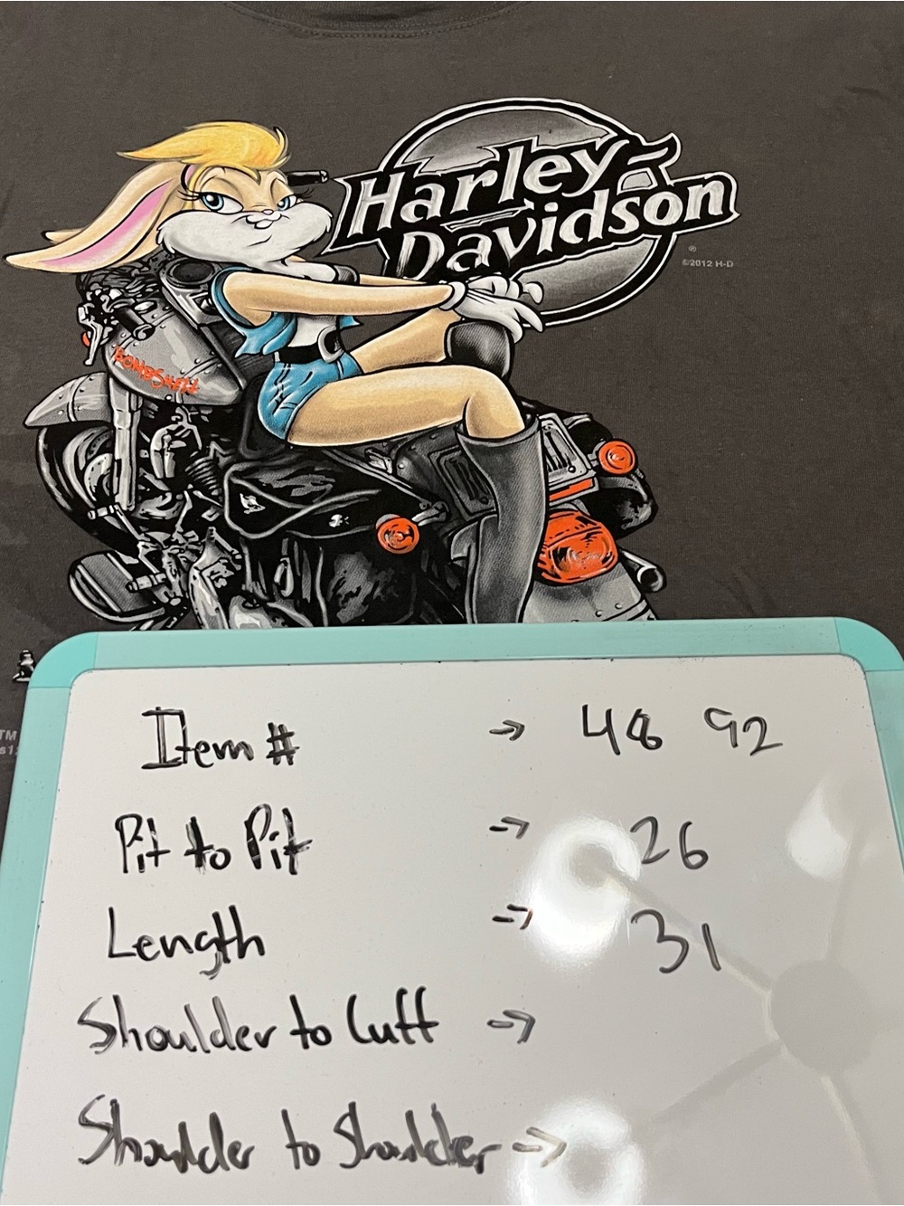 Harley Davidson Lola Bunny Bombshell Looney Tunes Missouri Gray T-Shirt Mens 2XL - Picture 7 of 7